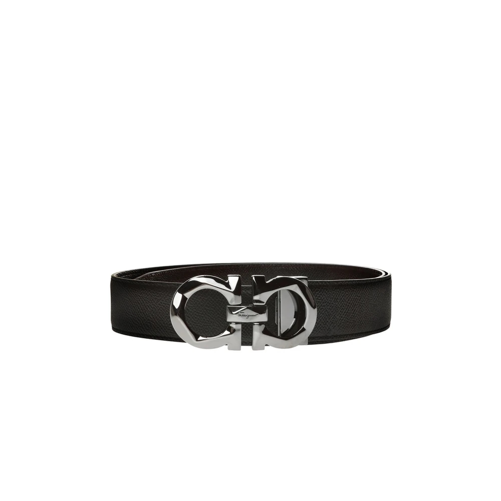 Ferragamo - Wendbarer Gancini-Schnallengürtel Aus Gehämmertem Kalbsleder - Accessories - Herren - Schwarzk - 115 Cm