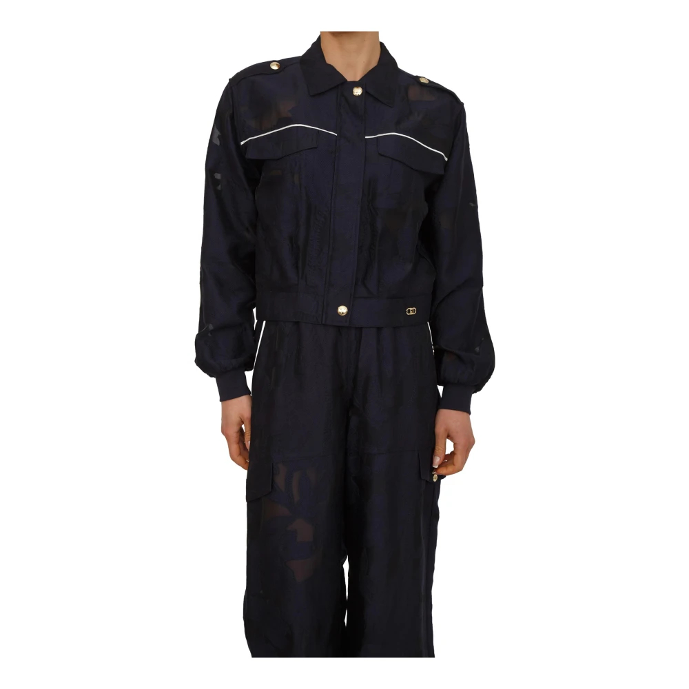 Liu Jo Damen Blau - Jacquard Bomberjacke - Jackets - Xl