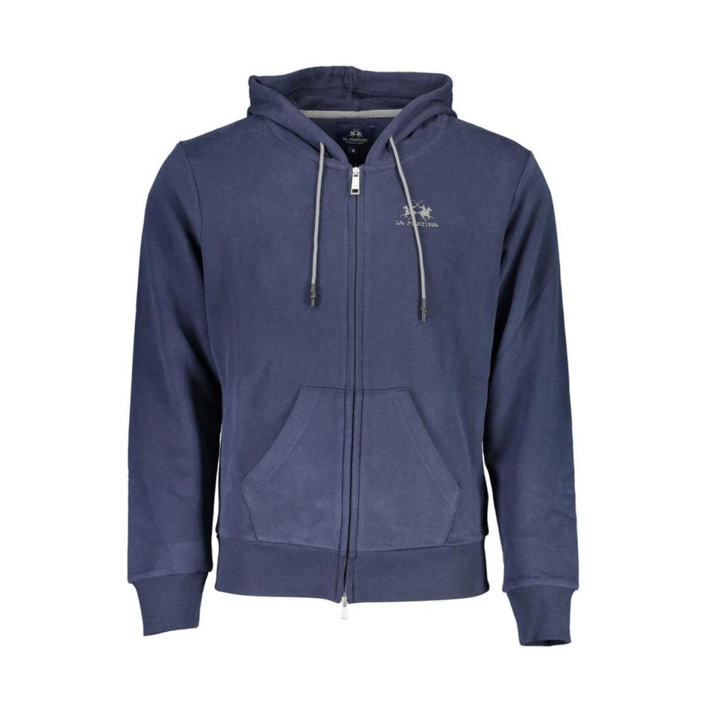 La Martina - Blaue Zipup Hoodie Sweatshirt Logo Print - Sweatshirts & Hoodies - Herren - Blau - 2XL - Bild 7