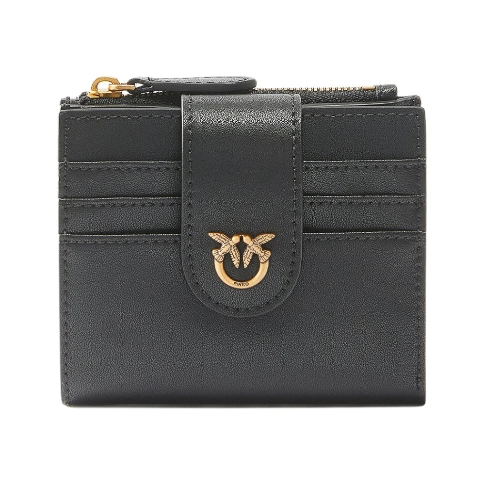 Pinko - Ledergeldbörse Mit Reißverschluss Und Knopfverschluss - Accessories - Damen - Schwarzk - One Size - Bild 6