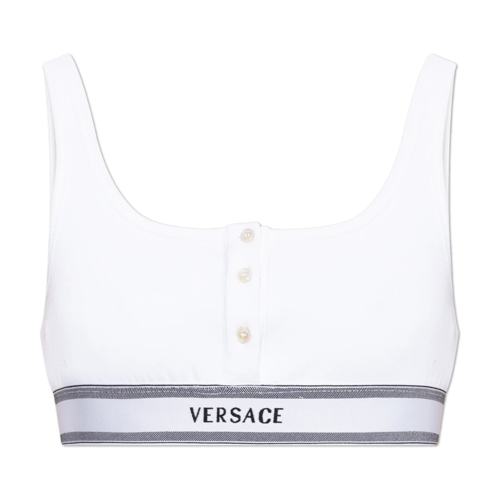 Versace Damen Weiß - Geripptes Bralette Aus Baumwolljersey - Underwear - S