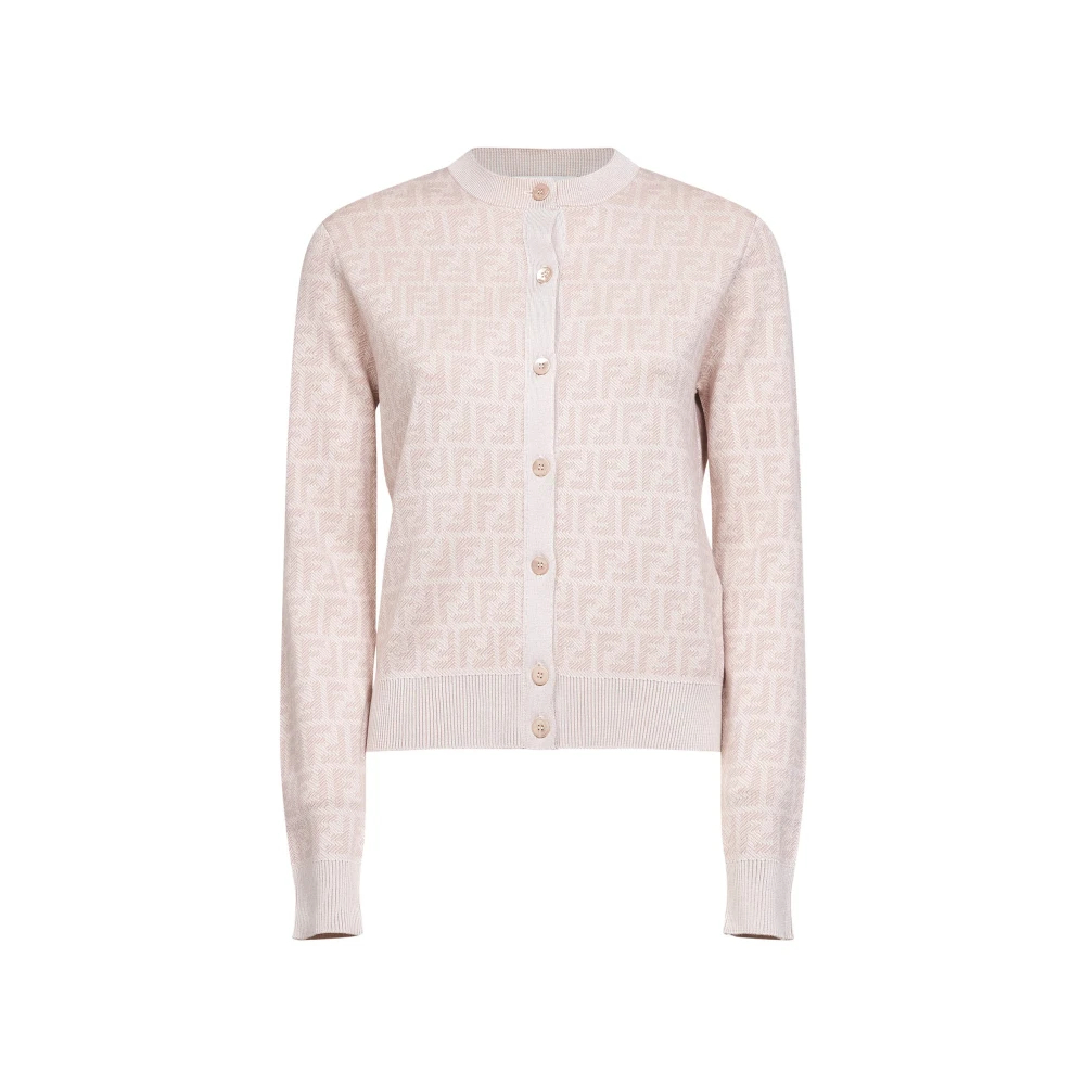 Fendi Damen Rosa - Ff-Jacquard Strickjacke - Knitwear - 2XS
