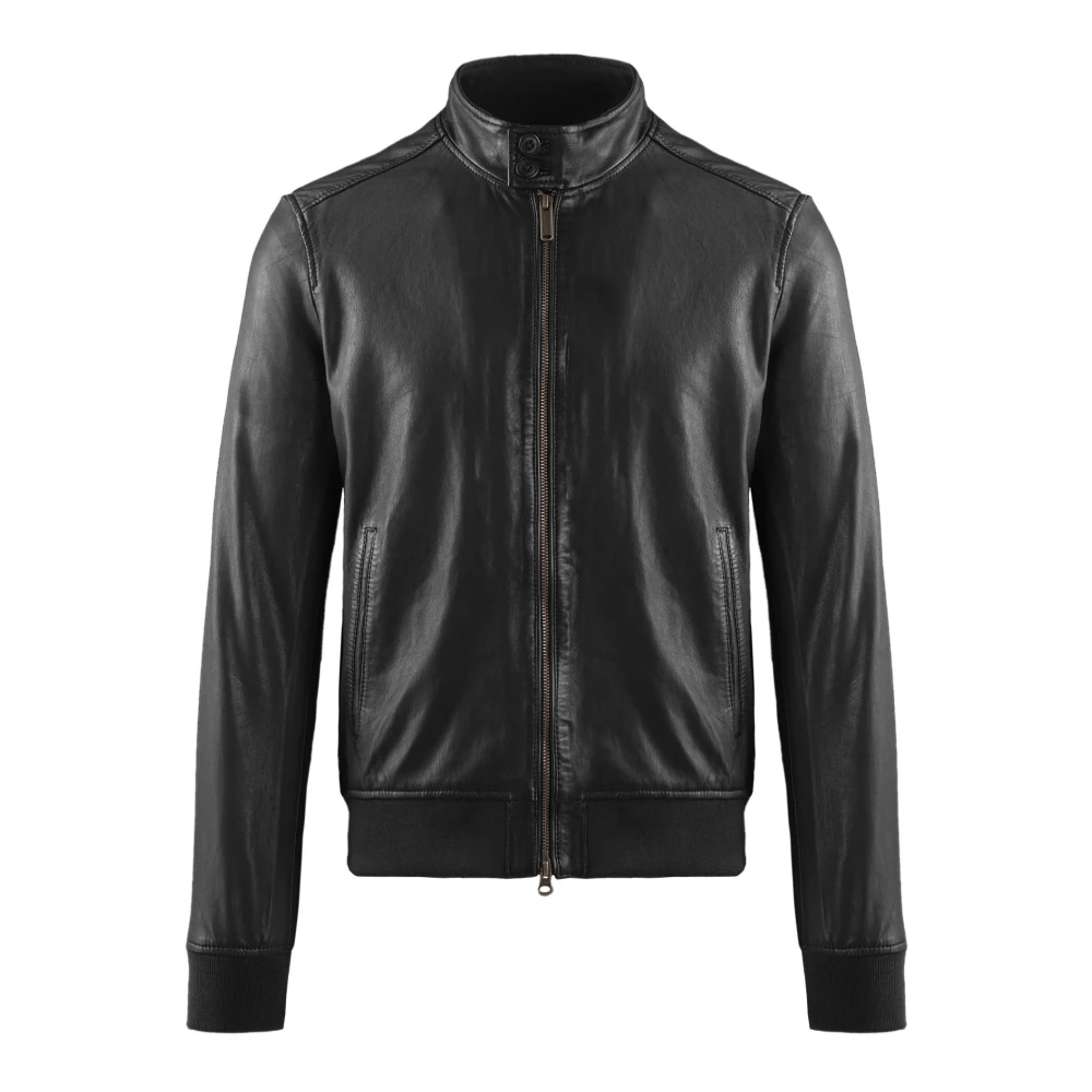 Bomboogie Herren Schwarz - Bomberjacke Aus Leder Friz - Jackets - K - M