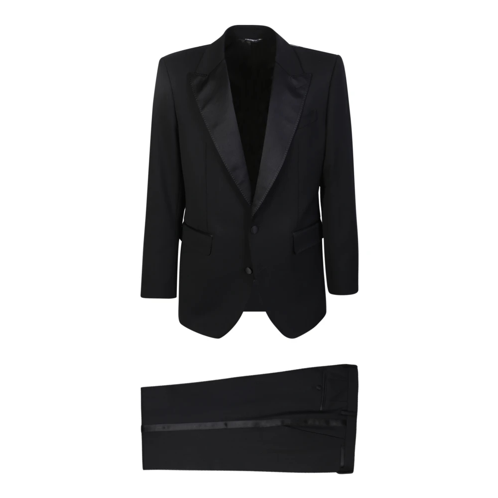 Dolce & Gabbana - Schwarzer Anzug Schalkragen Wolle - Suits - Herren - Schwarzk - M