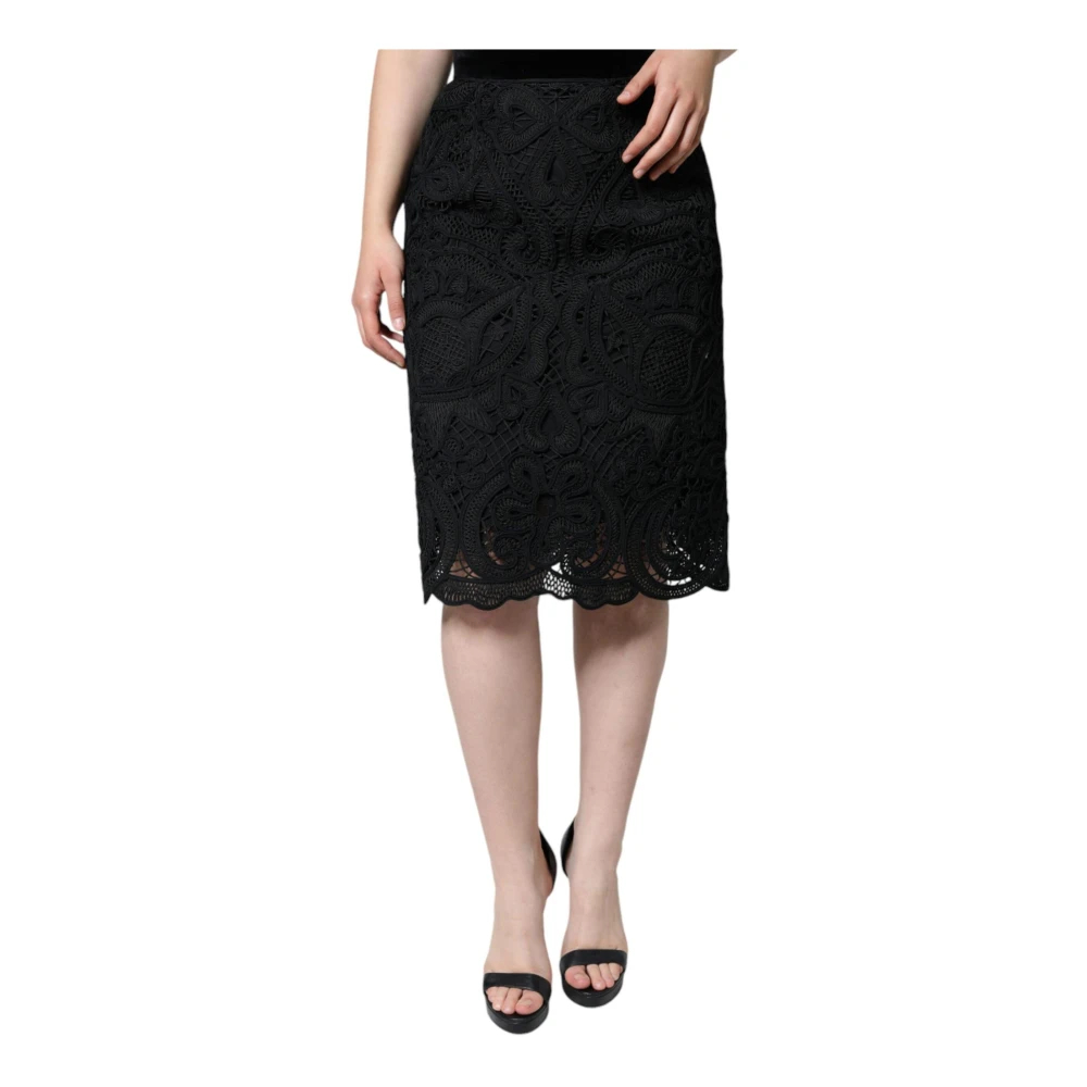 Dolce & Gabbana Damen Schwarz - Er Blumenspitze Bleistiftrock - Skirts - K - S
