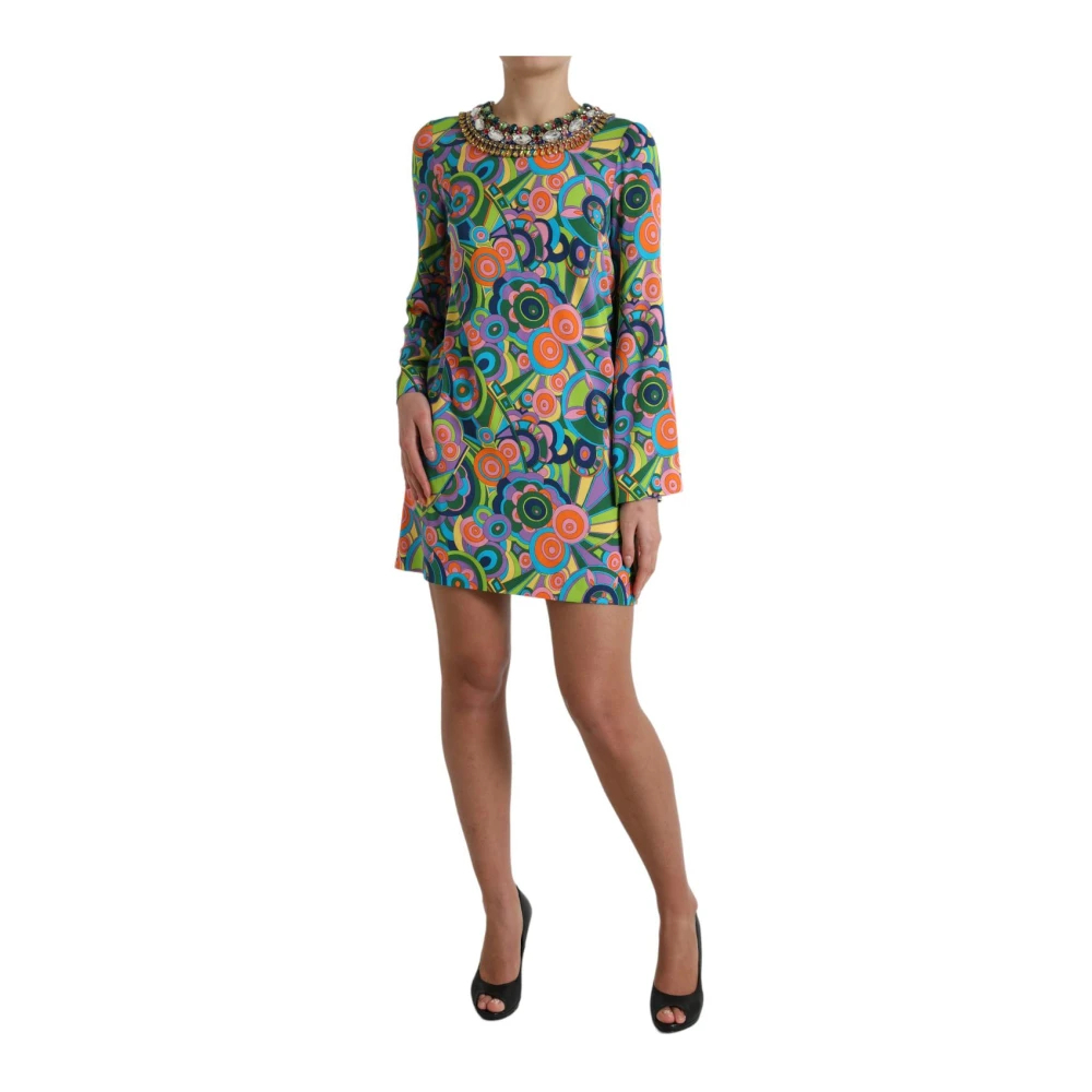 Dolce & Gabbana Damen Multicolor - Geometrischer Druck Kristallverziertes Minikleid - Dresses - Mehrfarbig -S