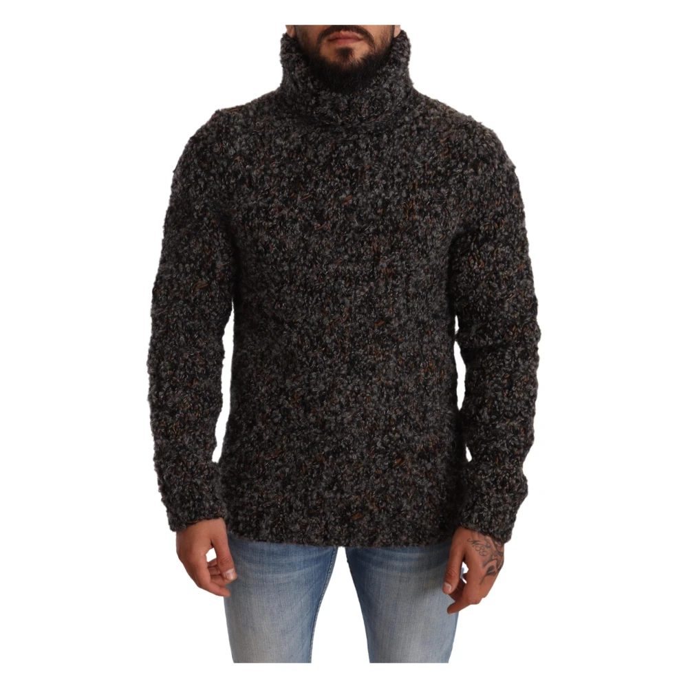 Dolce & Gabbana Herren Grau - Eleganter Gesprenkelter Rollkragenpullover - Knitwear - S
