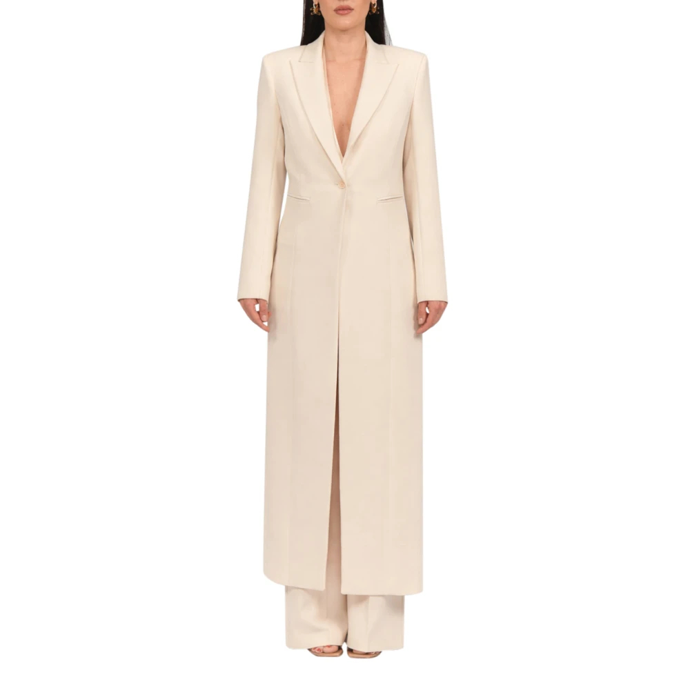 Patrizia Pepe Damen Beige - Cappotto Lungo Monopetto - Coats - M