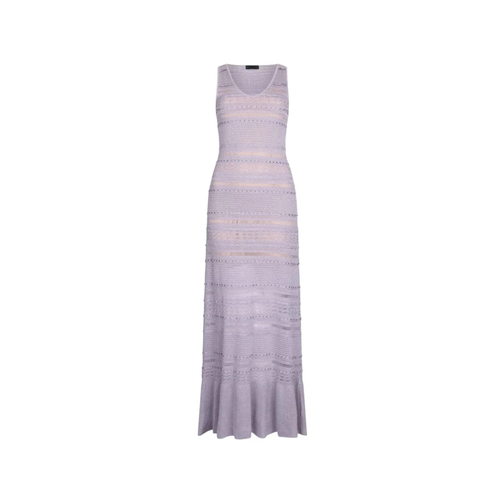 Liu Jo Damen Violett - Langes - Durchbrochenes Strickkleid - Dresses - Lila -L