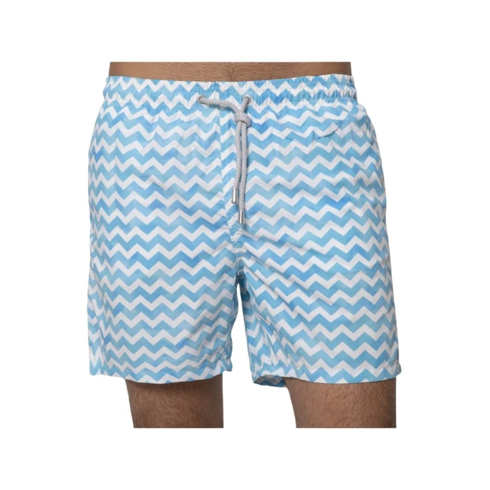 Mc2 Saint Barth Herren Blau - Geometrische Wellenmuster Badehose Gustavia - Swimwear - S