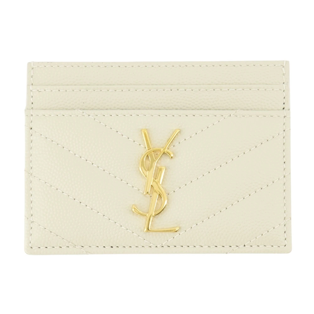 Saint Laurent Damen Weiss Cassandre Matelassé-Kartenetui Aus Leder Mit Grain-De-Poudre-Prägung Und Reissverschluss  - Image 3
