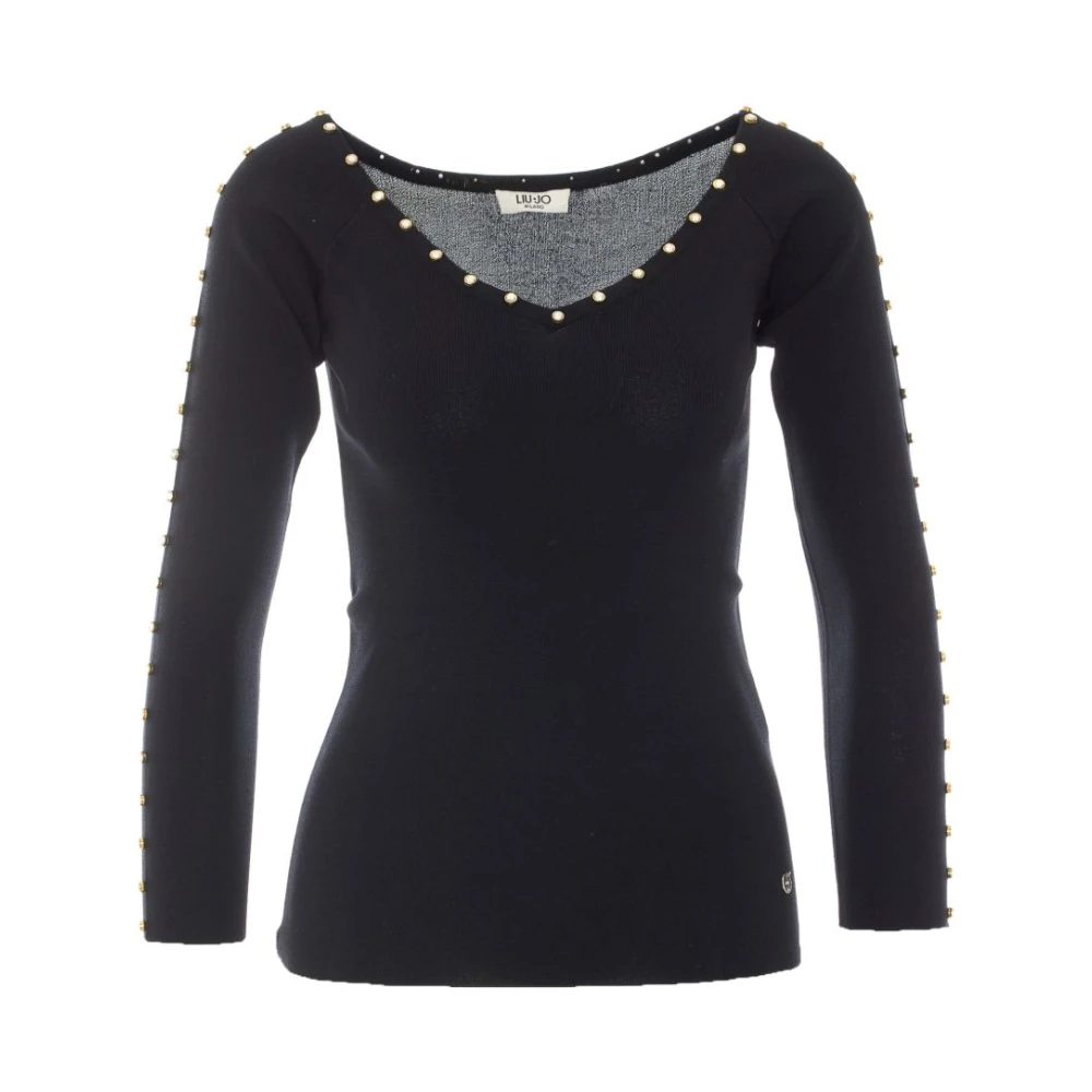 Liu Jo - Wf6228 V-Ausschnitt Strickware - Knitwear - Damen - Schwarzk - M