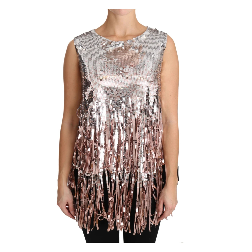 Dolce & Gabbana Damen Multicolor - Paillettenbesetztes Fransen-Tanktop - Tops - Mehrfarbig - 2XS