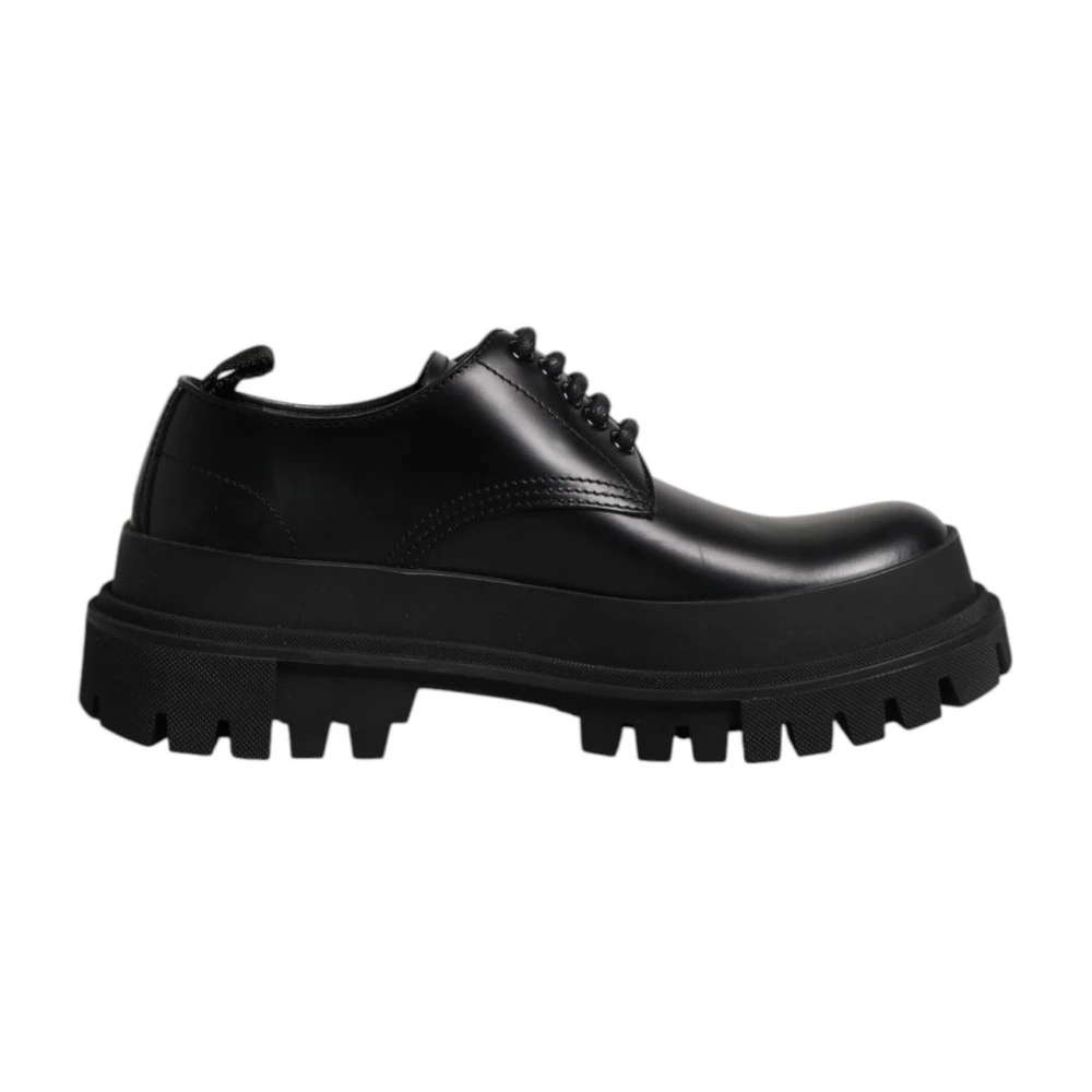 Dolce & Gabbana Herren Schwarz - E Leder Schnürschuhe - Shoes - K -39 Eu