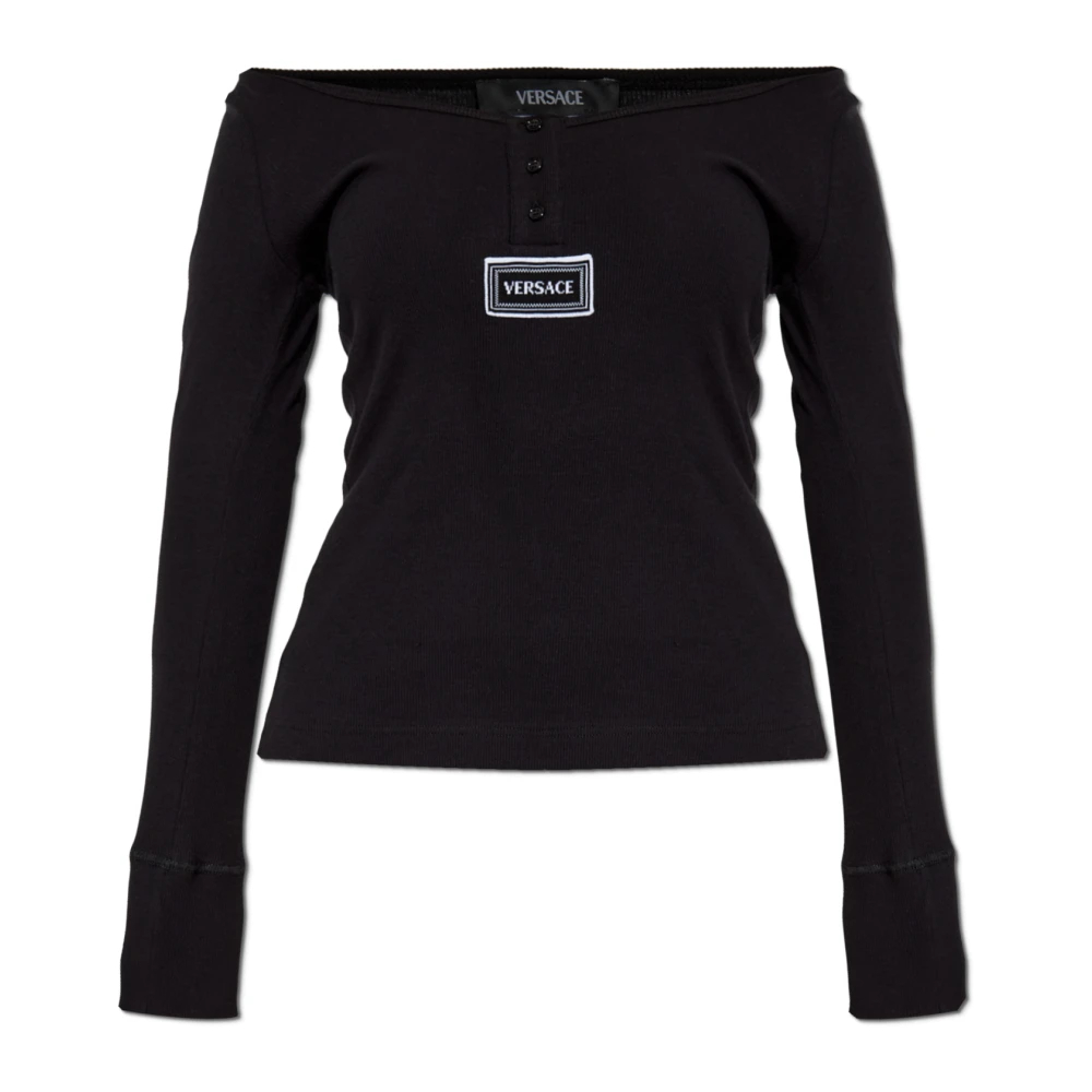 Versace Damen Schwarz - Geripptes Lingerie-Top - Tops - K - Xl
