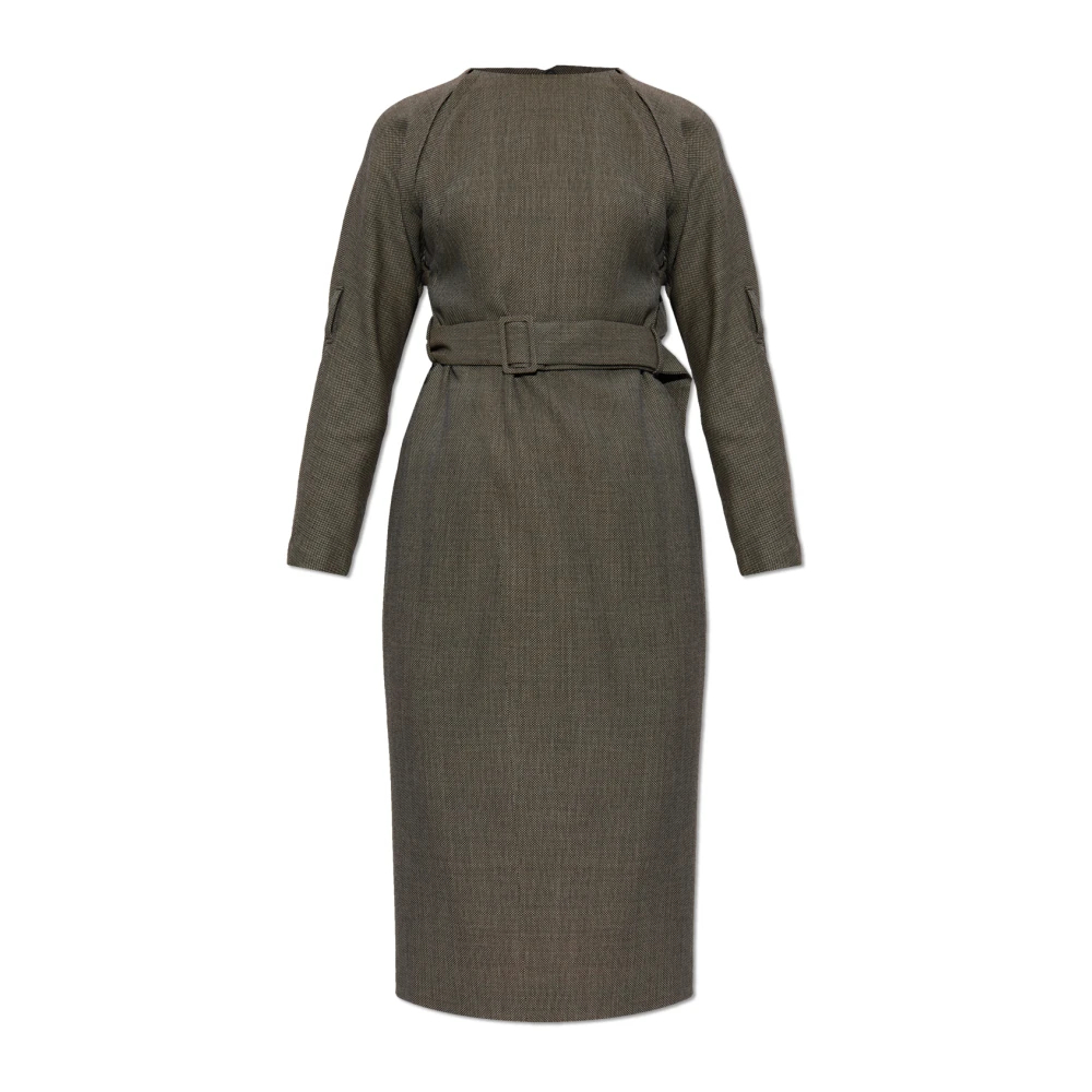 Mm6 Maison Margiela Damen Grau - Gürtel-Midikleid Mit Drapierung - Dresses - S