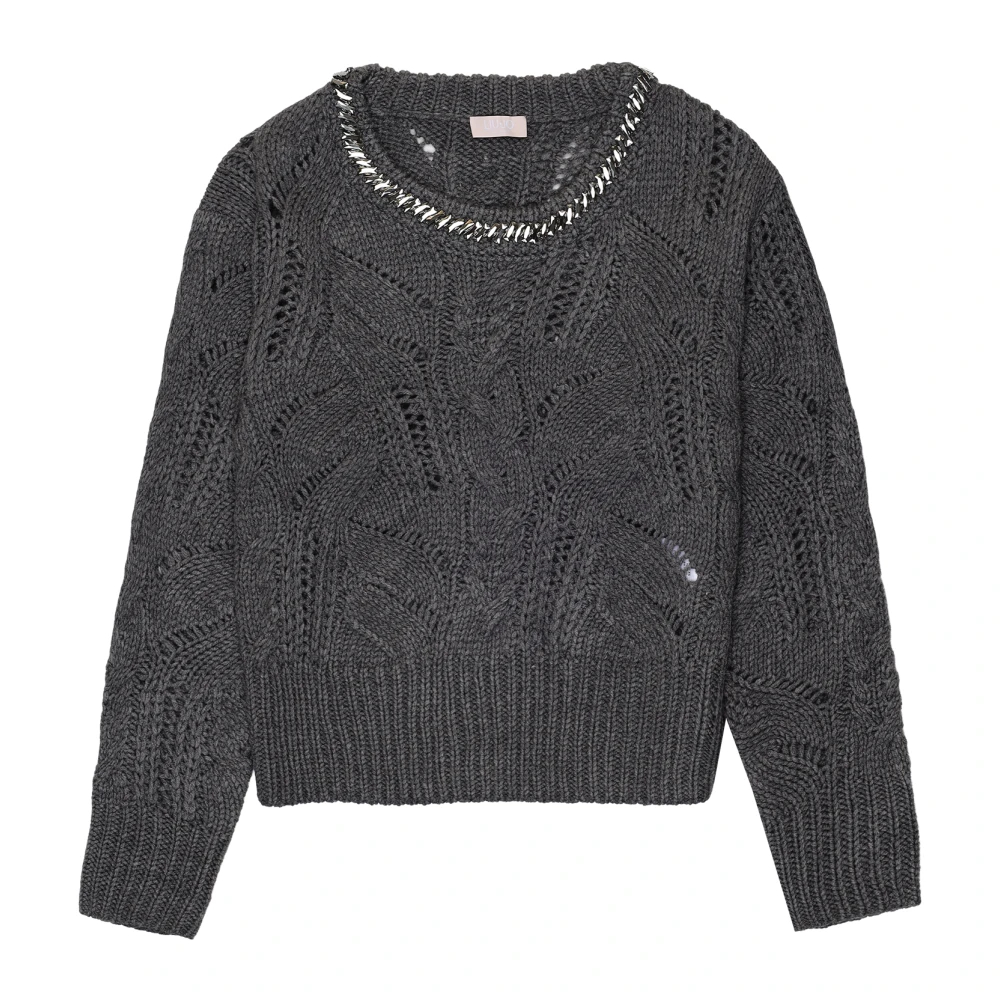 Liu Jo Damen Grau - Rundhals-Strickware - Knitwear - S