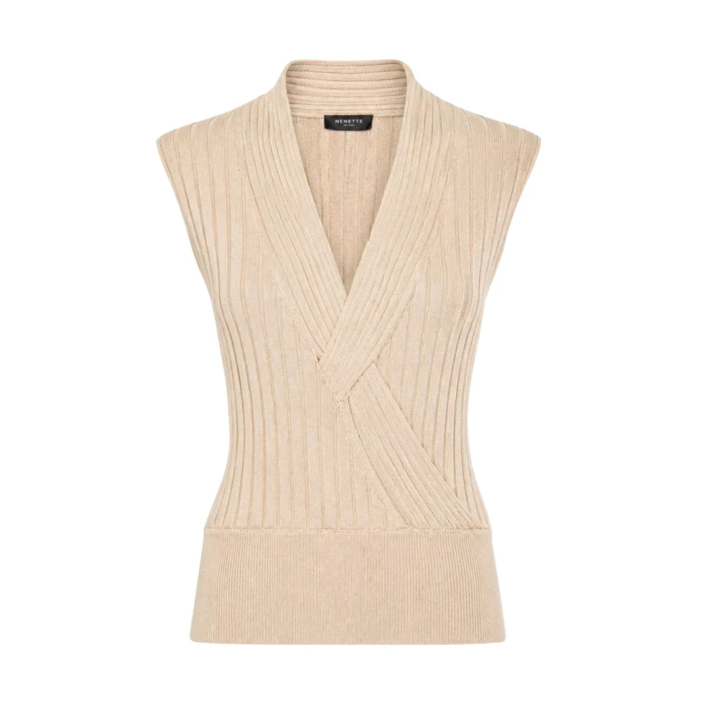 Nenette Damen Braun - Ärmelloses Strickoberteil Mit Überkreuztem V-Ausschnitt - Knitwear - M