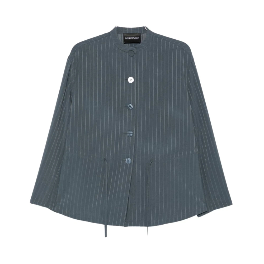 Emporio Armani - Gestreifte Jacke Mit Tunnelzug In Der Taille - Blouses & Shirts -Damen -Grau -Xl