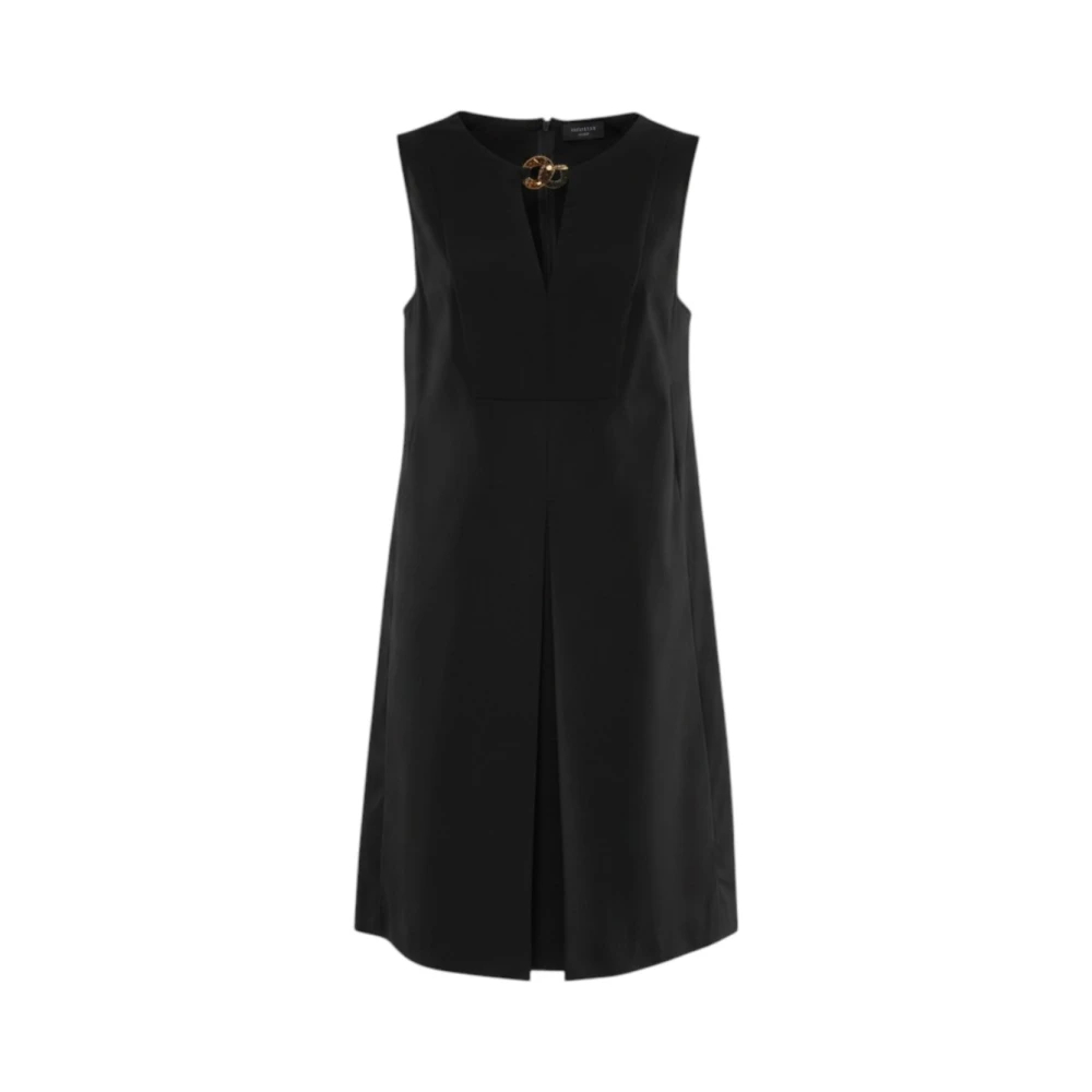 Nenette Damen Schwarz - Ärmelloses A-Linien-Kleid Mit V-Ausschnitt Und Schildpatt-Kette - Dresses - K - M