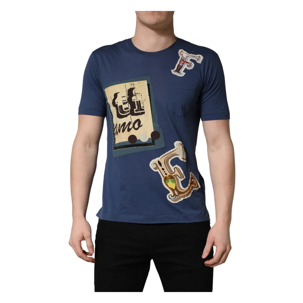 Dolce & Gabbana Herren Blau - Kurzärmeliges T-Shirt Mit Rundhalsausschnitt - Tops - S