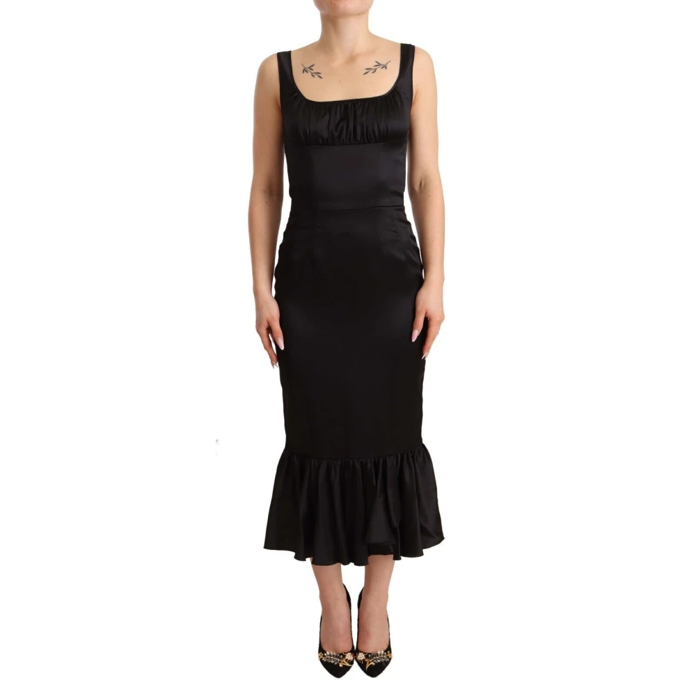 Dolce & Gabbana Damen Schwarz - Luxuriöses Es Seiden Sheath Kleid - Dresses - K - S