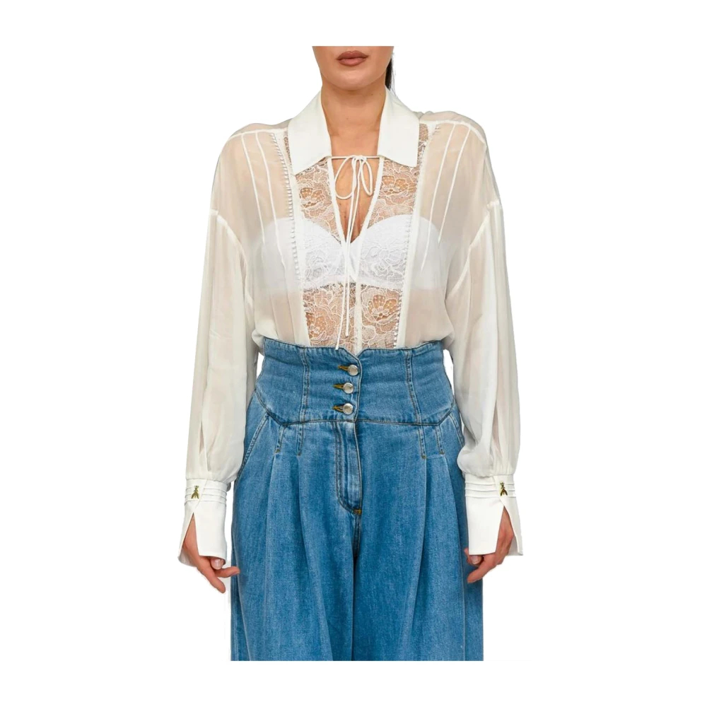 Patrizia Pepe Damen Weiß - Shirt Mit Spitzeneinsatz - Blouses & Shirts - S