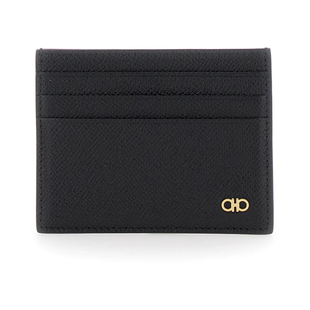 FERRAGAMO | Black leather Gancini credit card holder | Man | PZ - Bild 6