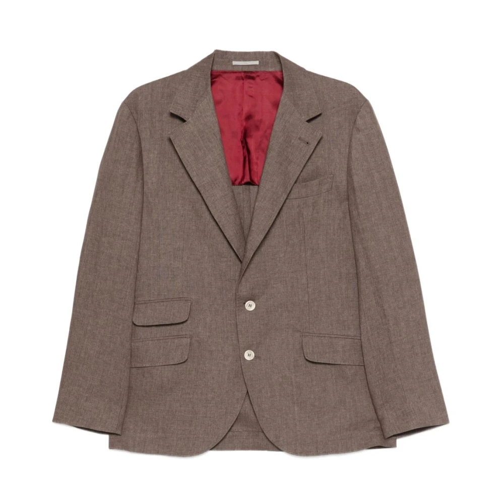 Brunello Cucinelli Herren Braun - Leinenblazer Mit Einfachem Knopfreihe - Jackets - L