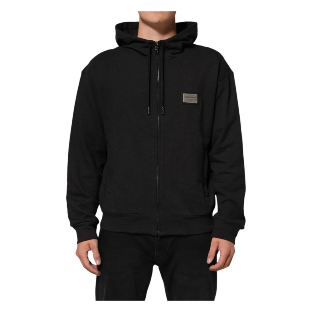 Dolce & Gabbana Herren Schwarz - Er Logo Full-Zip Kapuzenpullover - Sweatshirts & Hoodies - K - Xs