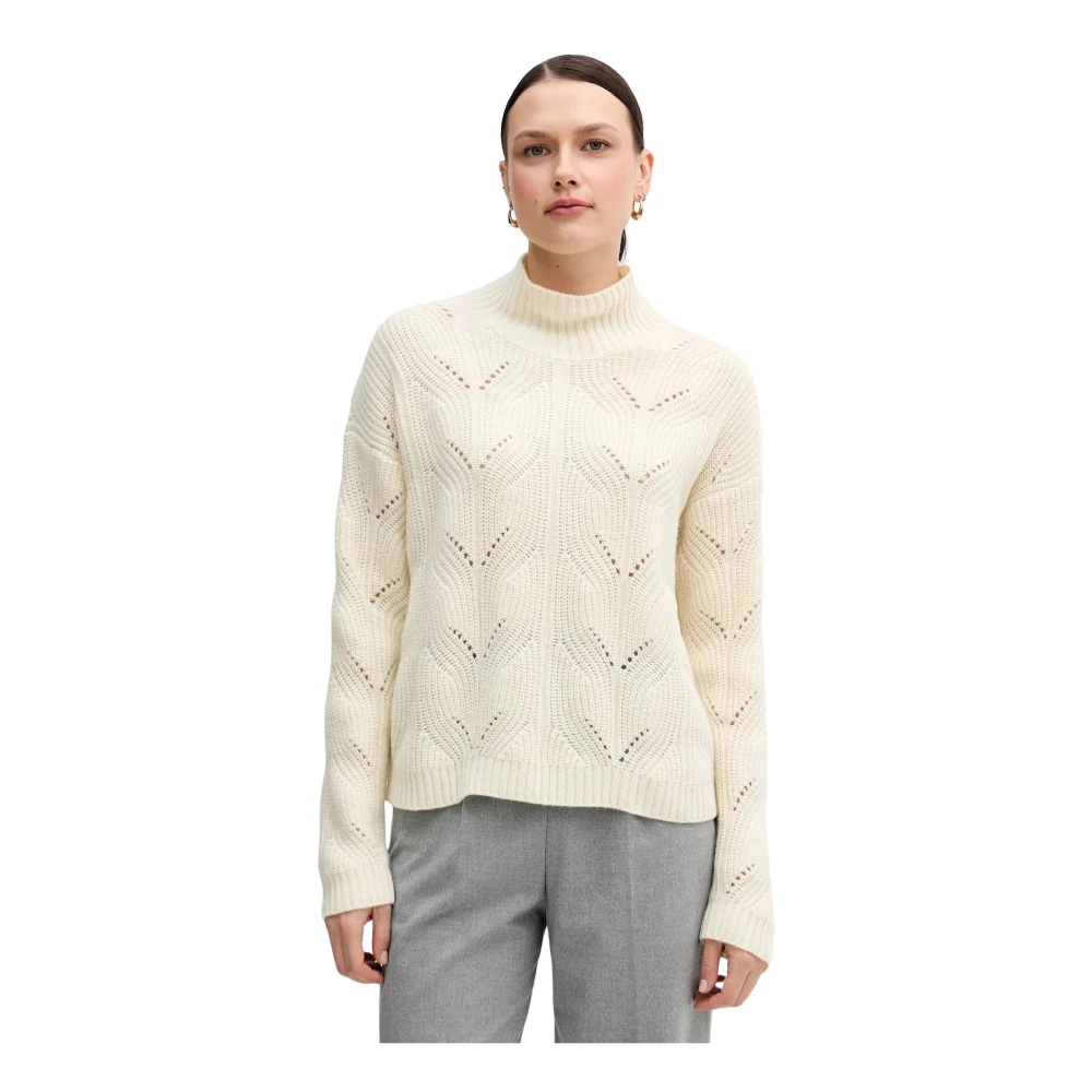 Benetton - Pullover Mit Lochmuster Und Hohem Kragen - Knitwear - Damen - Beige - M - Bild 3