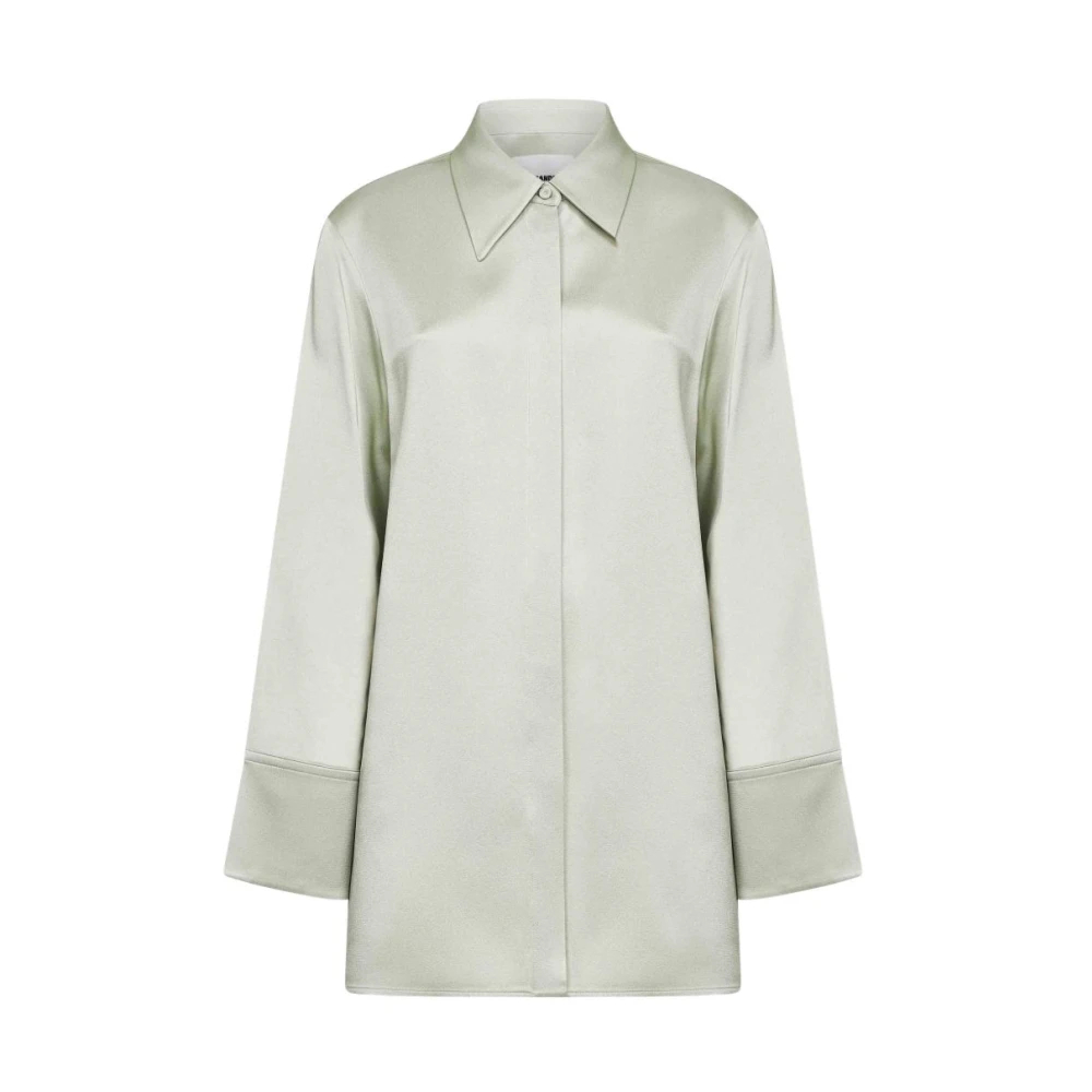 Jil Sander Damen Grün - Hemd Mit Verdeckter Knopfleiste Und Spitzer Kragen - Blouses & Shirts - S