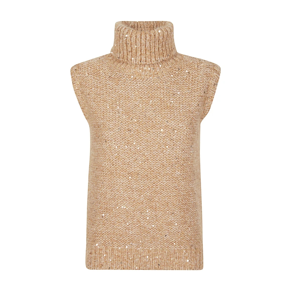 Eleventy Damen Braun - Ärmelloses Rollkragenpullover - Knitwear - M