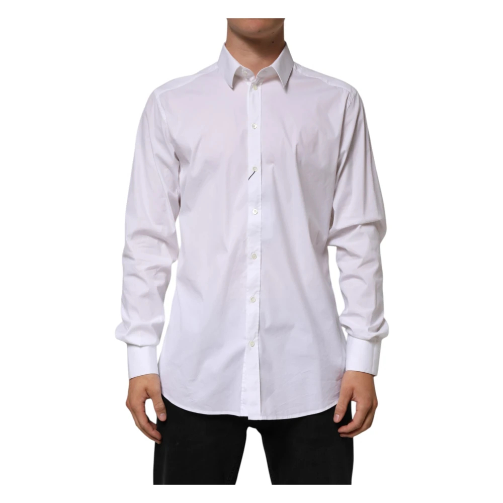 Dolce & Gabbana Herren Weiß - E Baumwolle Gold Langarmhemd - Shirts - 3XL