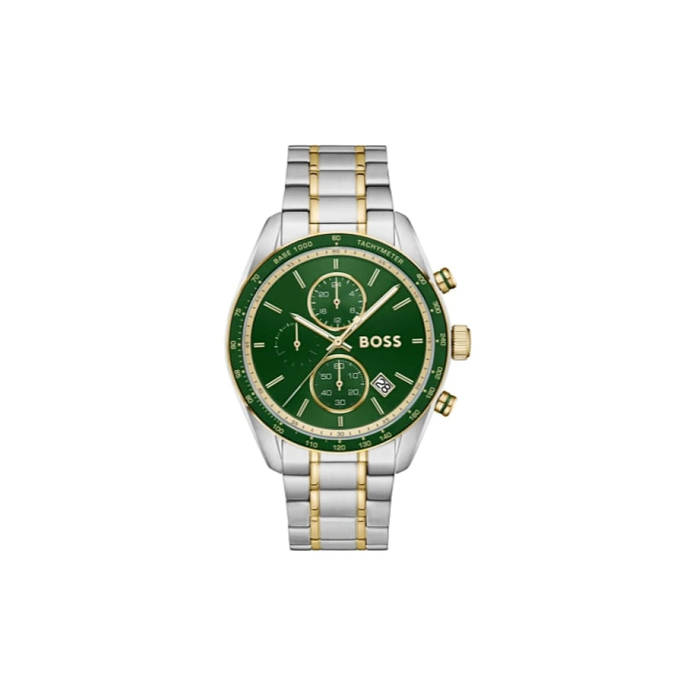 BOSS Herren Silberfarben Grand Prix Vitesse Zweifarbige Uhr Mit Grünem Zifferblatt Onesi - Bild 3