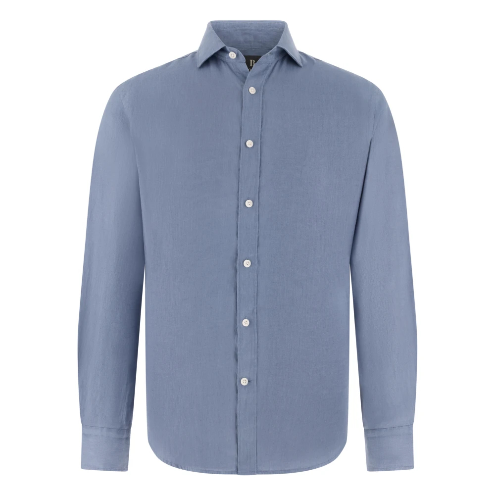 Boggi Milano Herren Blau - Regular Fit Leinenhemd - Shirts - S
