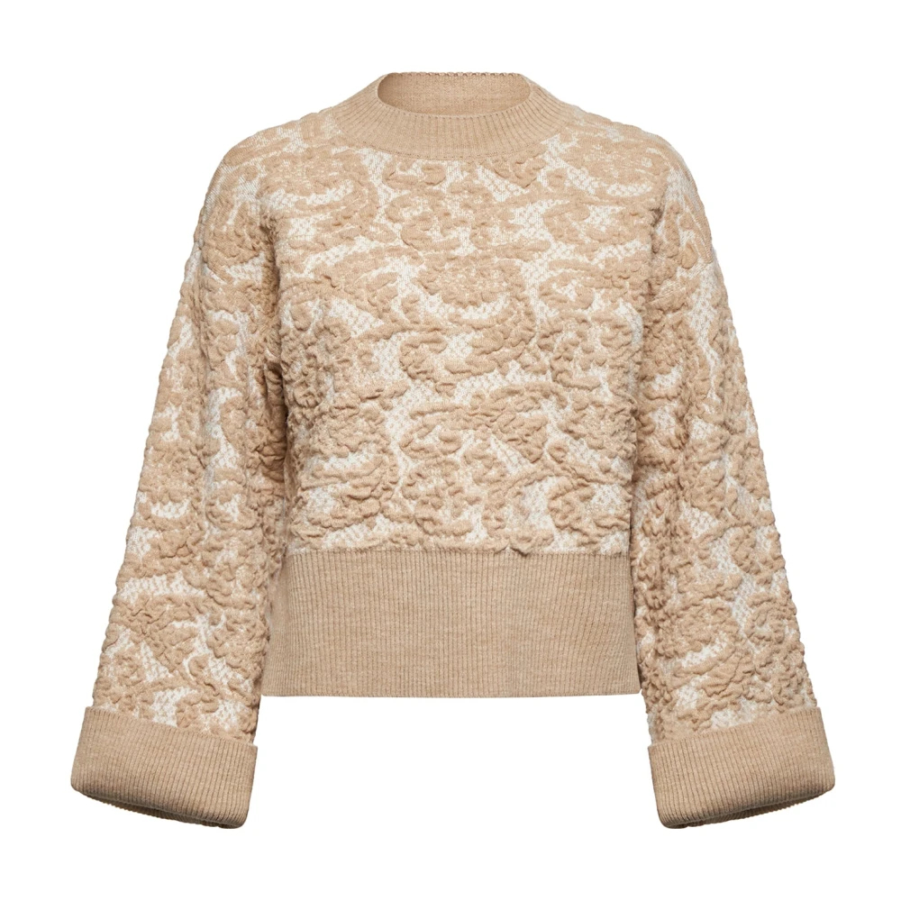 Silvian Heach Damen Beige - Top Mit Erhabenem Blumenmuster - Knitwear - 2XS