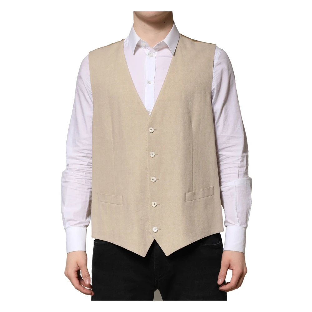 Dolce & Gabbana Herren Beige - Leinen Formelle Weste - Suits - L