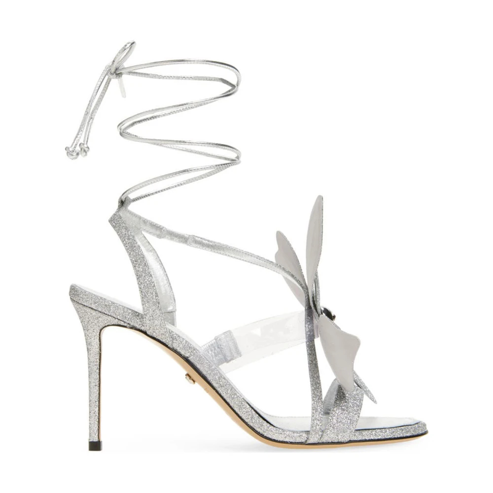 Mach & Mach Damen Grau - Glitzer Runde Zehensandalen - Shoes - 38 Eu