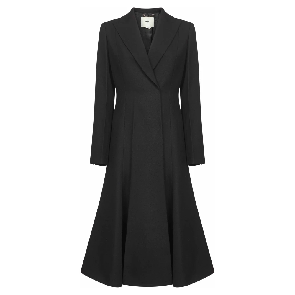 Fendi Damen Schwarz - Er Woll-Peplum-Mantel - Coats - K - Xs