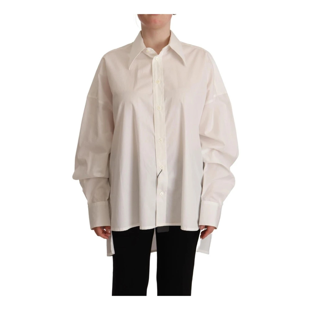 Dolce & Gabbana Damen Weiß - E Baumwollknopfleiste Mit Kragen Langarm-Oberteil - Blouses & Shirts - Xs