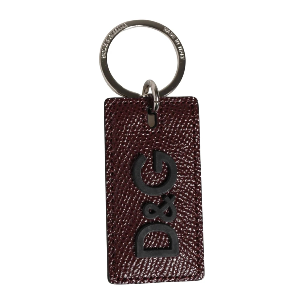 Dolce & Gabbana Herren Braun - Dunkelbrauner Leder Schlüsselanhänger Metallring - Accessories - One Size