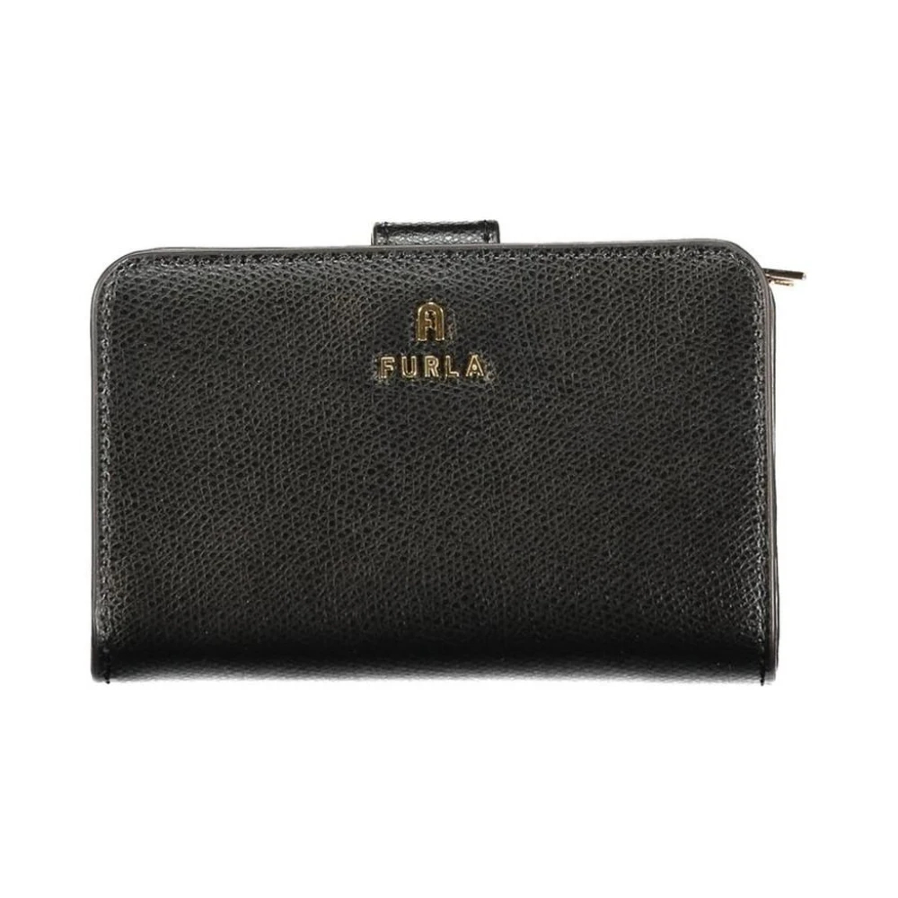 Furla Damen Schwarz Camelia Kompaktes Portemonnaie Nero Strukturiertes Leder - Bild 4