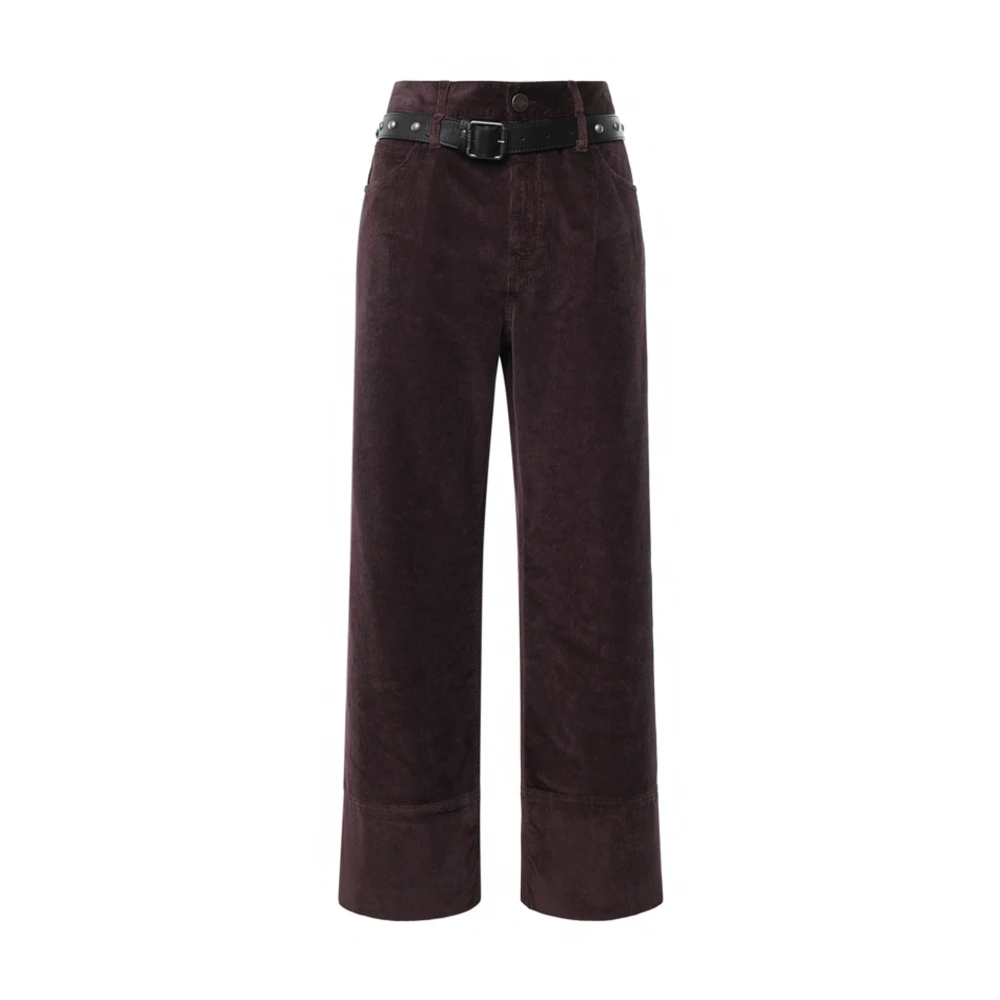 Pinko Damen Bordeaux - Cropped-Hose Aus Samt Mit Gürtel Aus Leder - 26 - Bild 3