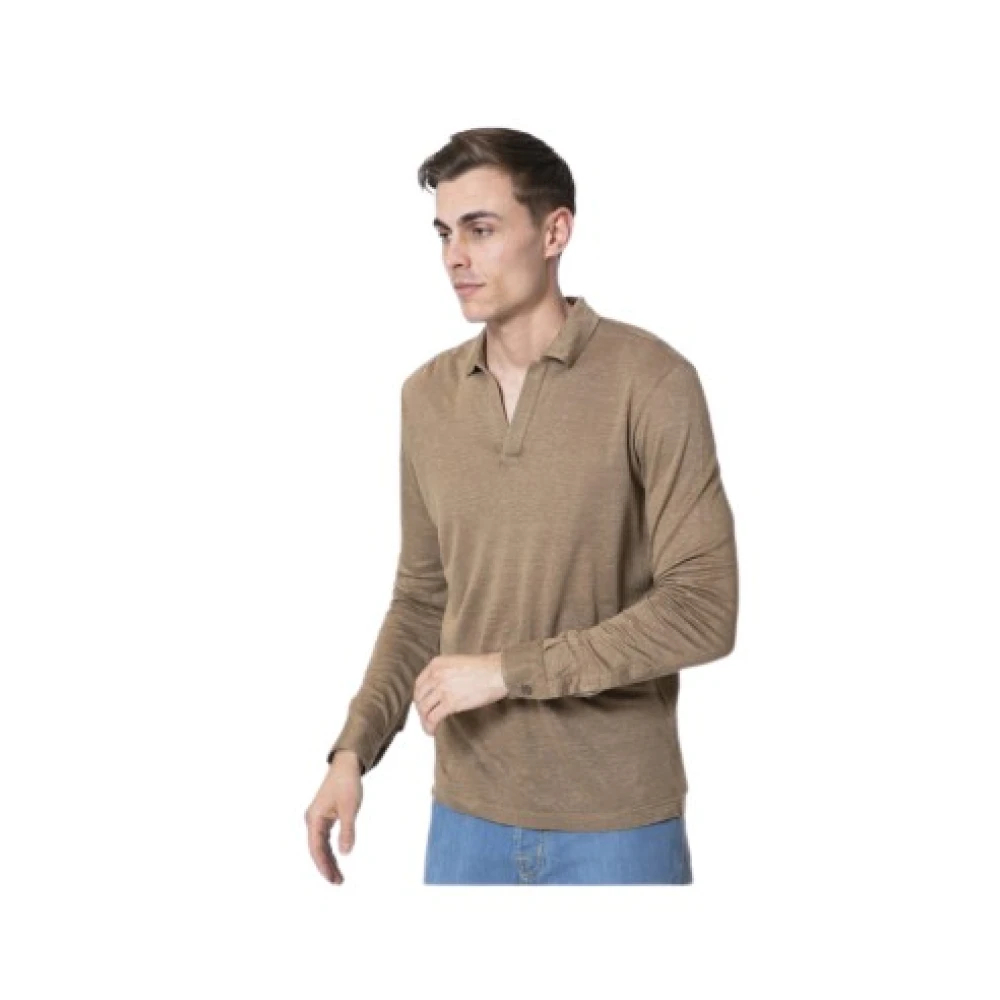 Gran Sasso Herren Braun - Langarm -Polo -Hemd - Tops - L