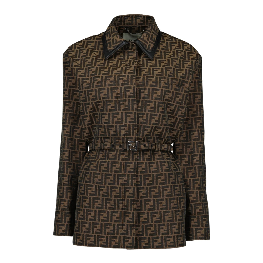 Fendi Damen Braun - Ff Jacquard Canvas Shirt-Jacket - Dresses - Xs