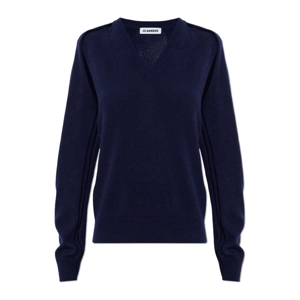 Jil Sander - Kaschmirpullover Mit Schlitzen - Knitwear - Damen - Blau - Xl