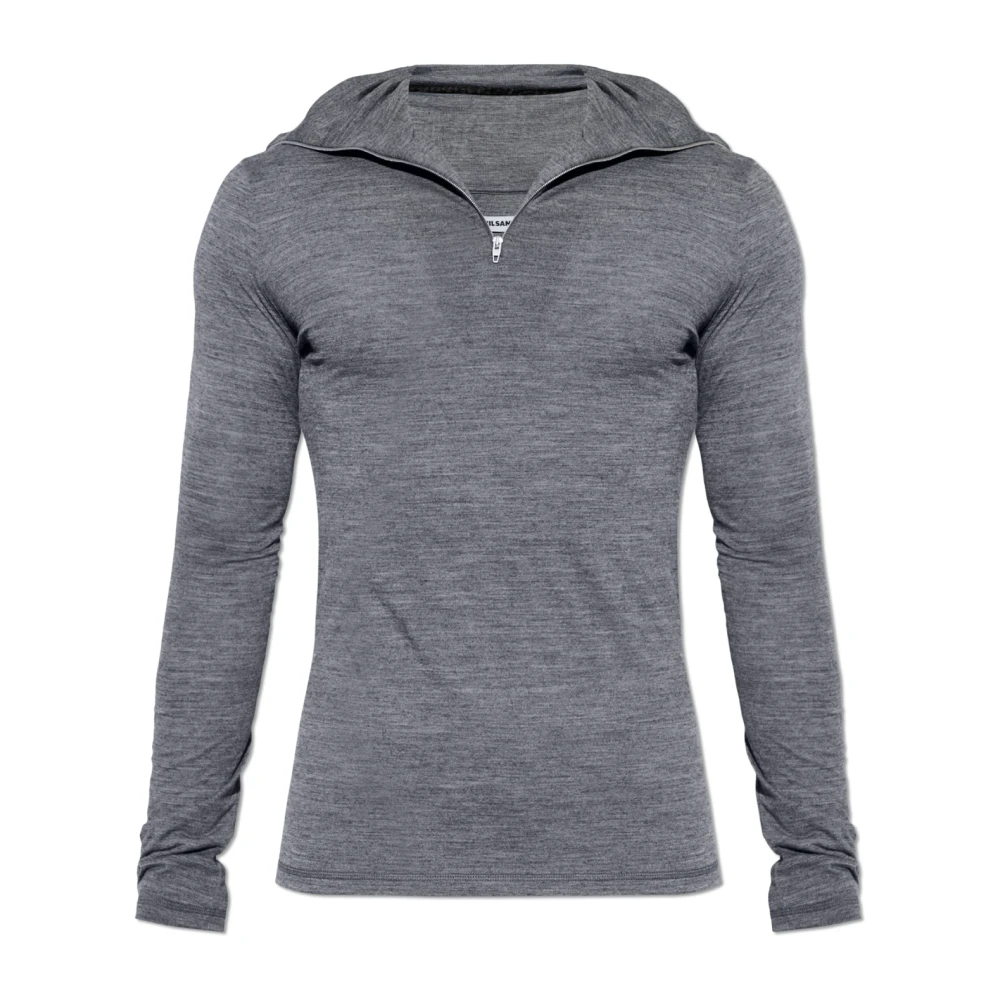 Jil Sander Herren Grau - Gerippter Rollkragenpullover Mit Halblangem Reißverschluss - Knitwear - M