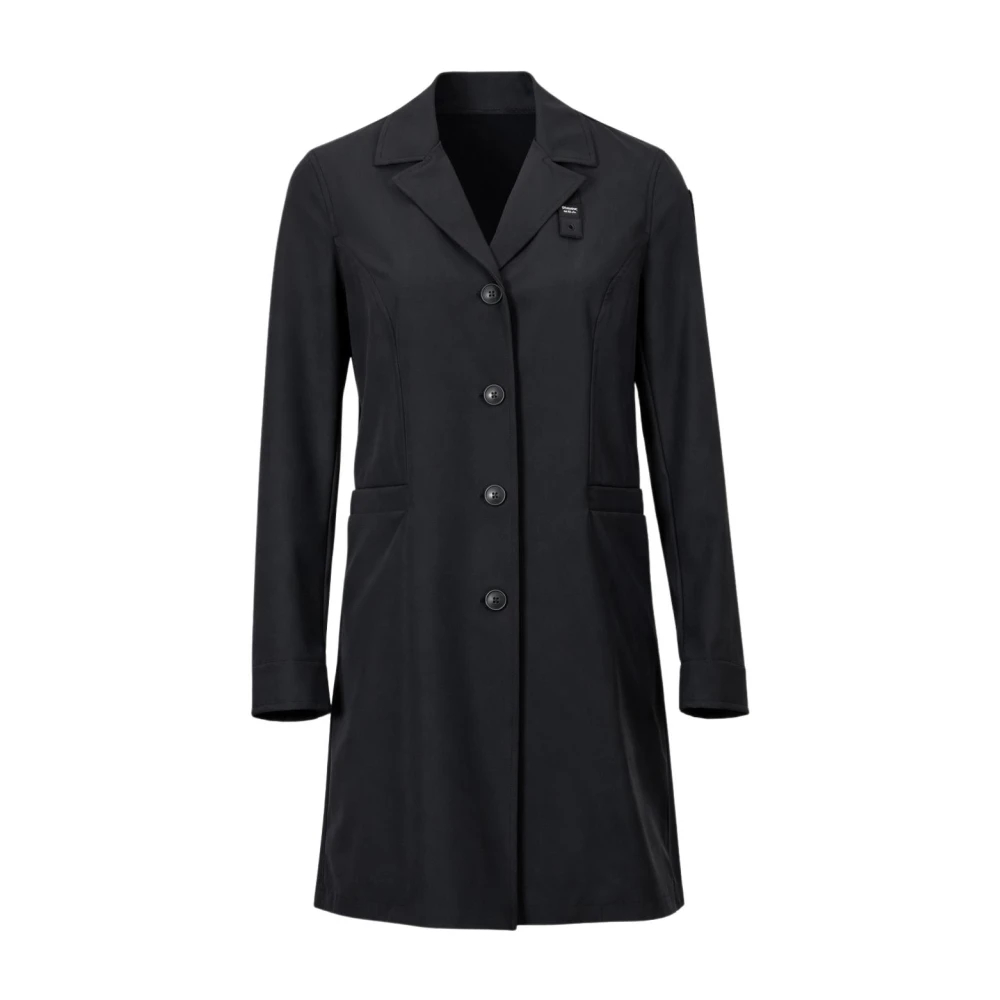 Blauer Damen Schwarz - Langer Gabardine Parka - Coats - K - L