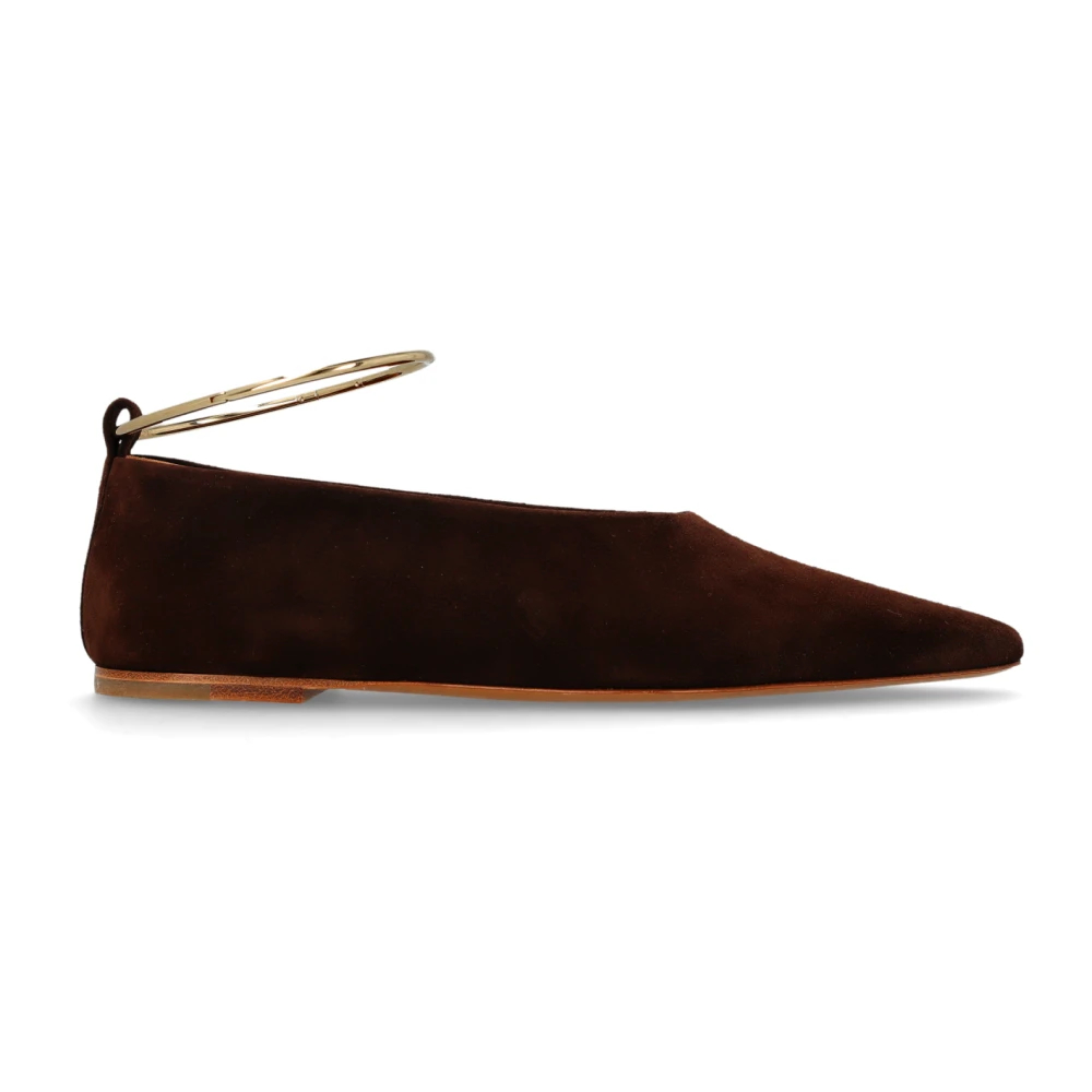 Jil Sander Damen Braun - Wildleder Ballerinas Mit Knöchelring - Shoes - 37 1/2 Eu